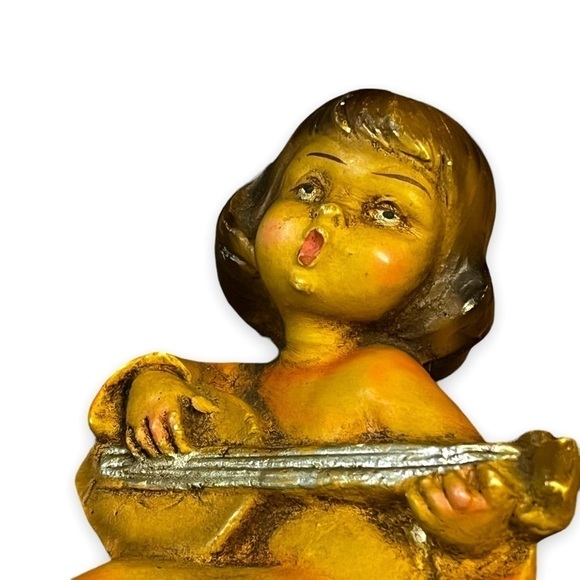 VTG Italian Christmas Ornament Musical Singing Lute Playing Child Paper Mache - Picture 2 of 7
